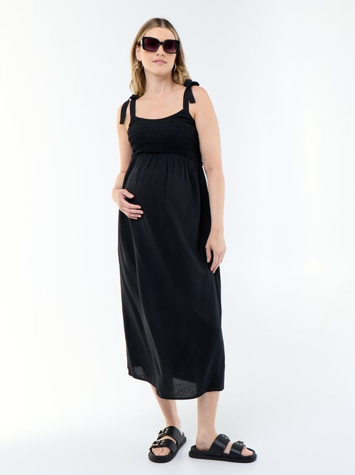 Robe longue de maternité smockée - Kiabi