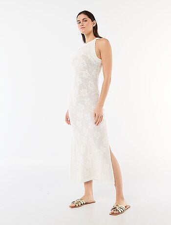 Robe longue de plage en maille crochet