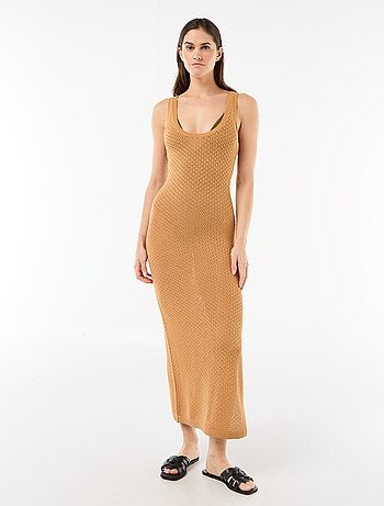 Robe longue de plage en maille crochet