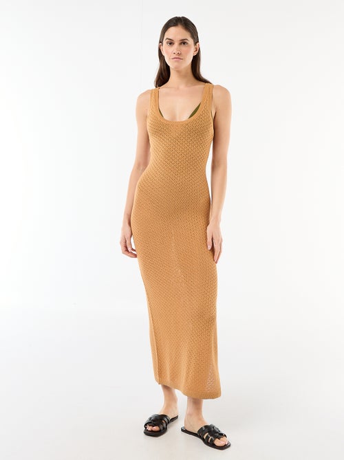 Robe longue de plage en maille crochet - Kiabi