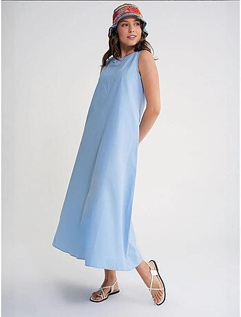 Robe longue décontractée avec fermeture à boutons et poches mixray