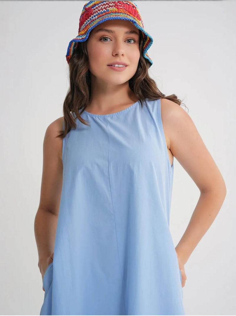 Robe longue décontractée avec fermeture à boutons et poches mixray Bleu ciel - Kiabi