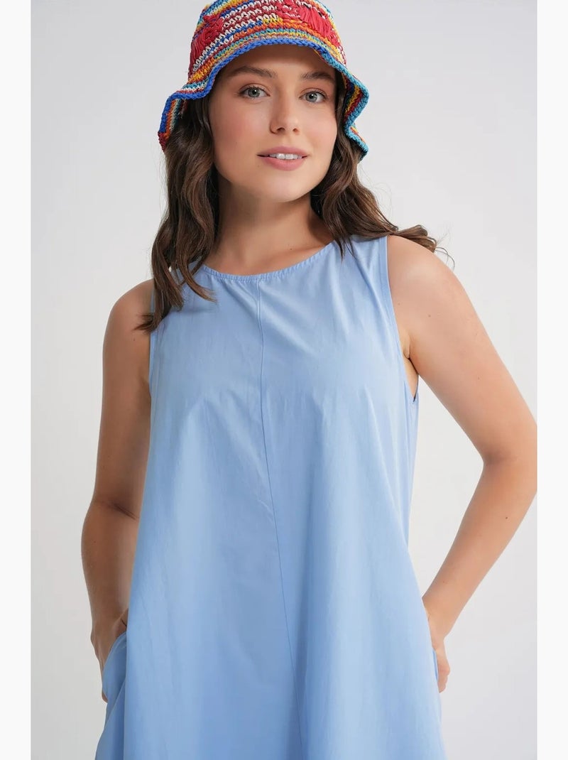 Robe longue décontractée avec fermeture à boutons et poches mixray Bleu clair - Kiabi