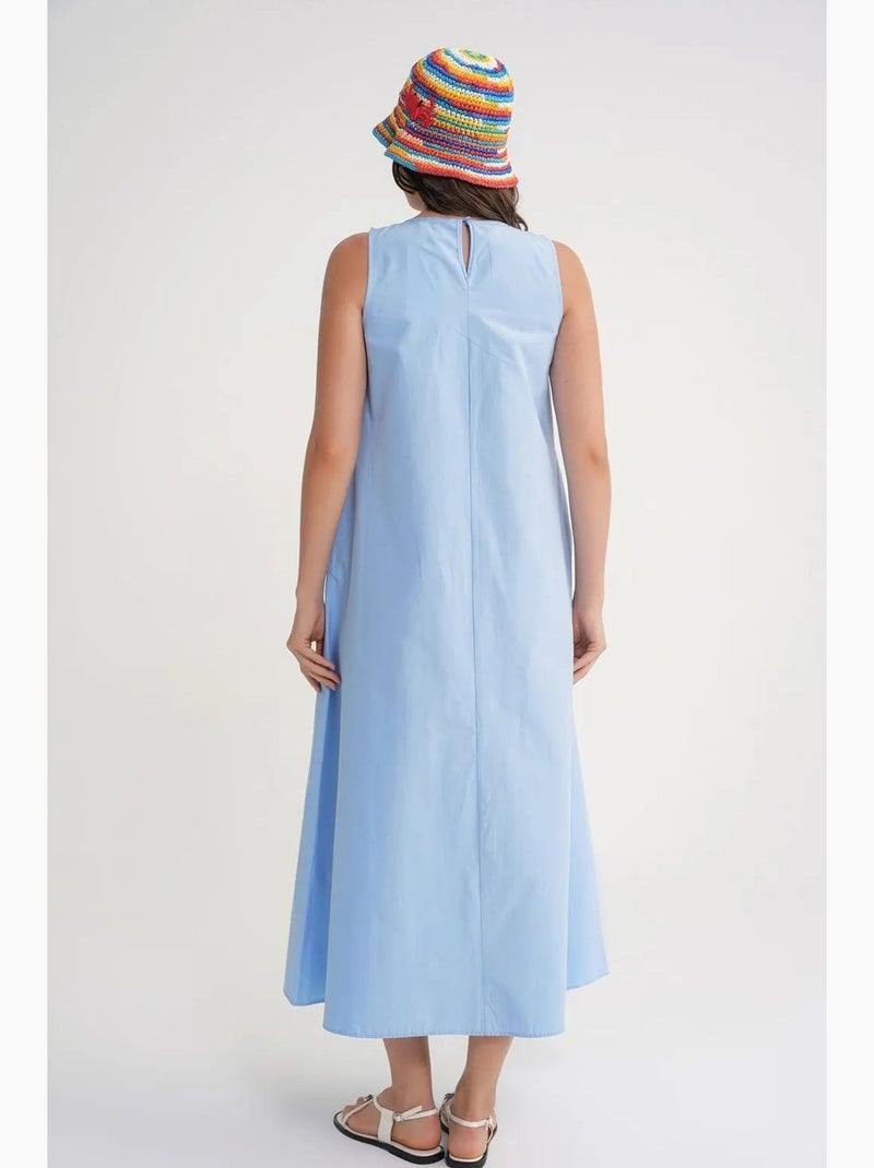 Robe longue décontractée avec fermeture à boutons et poches mixray Bleu clair - Kiabi