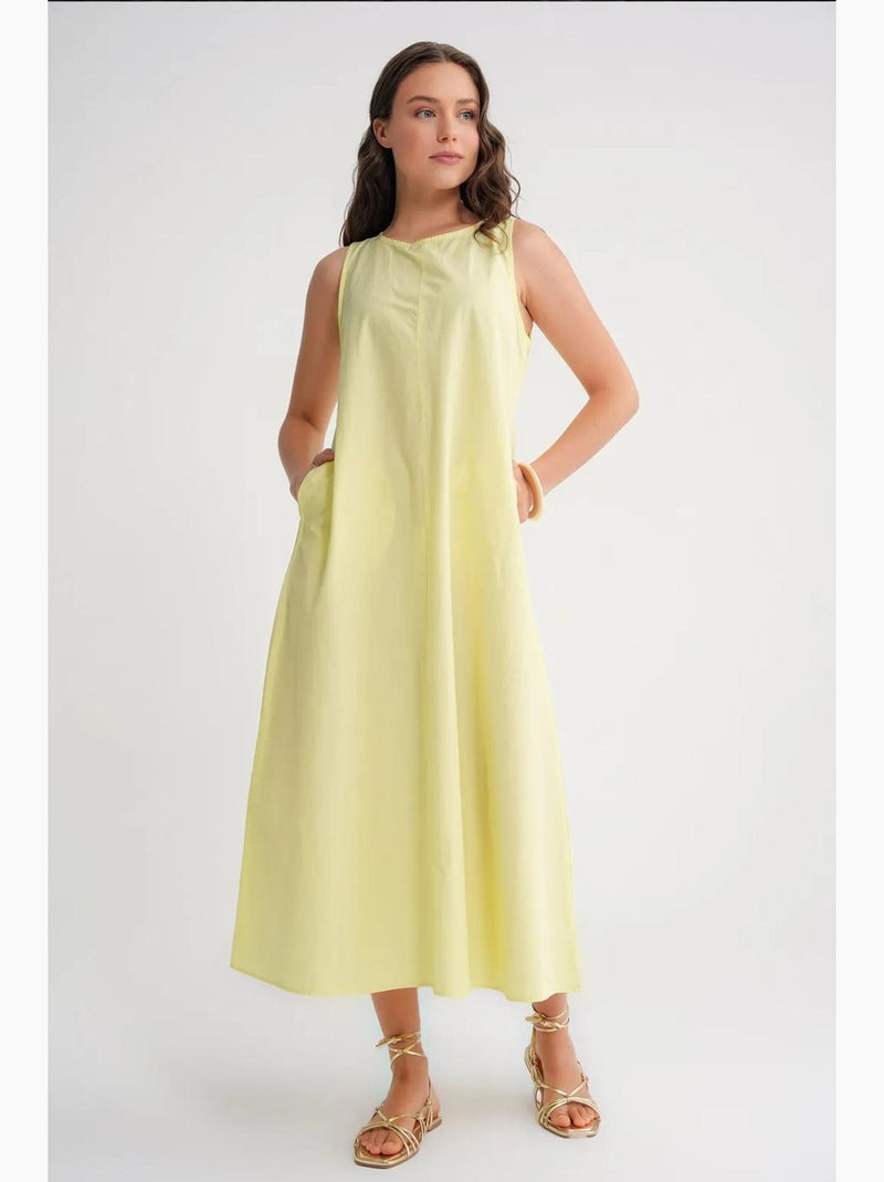 Robe longue décontractée avec fermeture à boutons et poches mixray Jaune citron - Kiabi