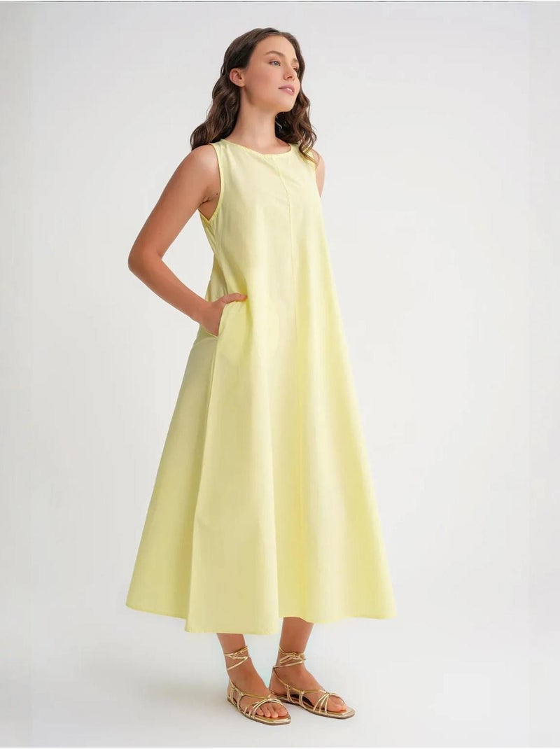 Robe longue décontractée avec fermeture à boutons et poches mixray Jaune citron - Kiabi