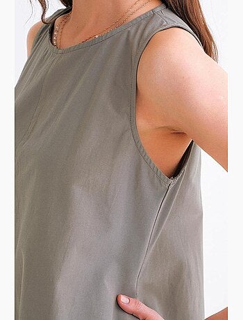 Robe longue décontractée avec fermeture à boutons et poches mixray