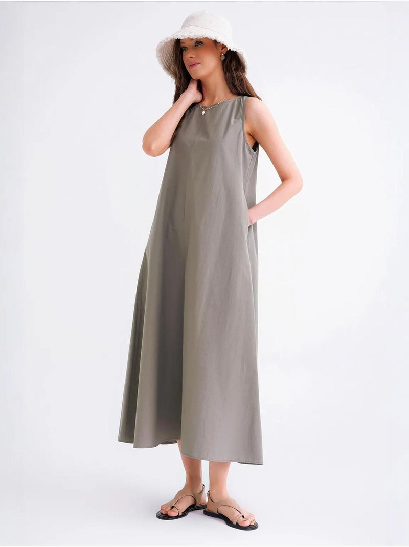 Robe longue décontractée avec fermeture à boutons et poches mixray Kaki - Kiabi