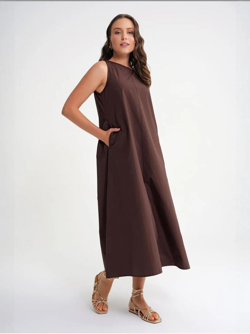 Robe longue décontractée avec fermeture à boutons et poches mixray Marron chocolat - Kiabi