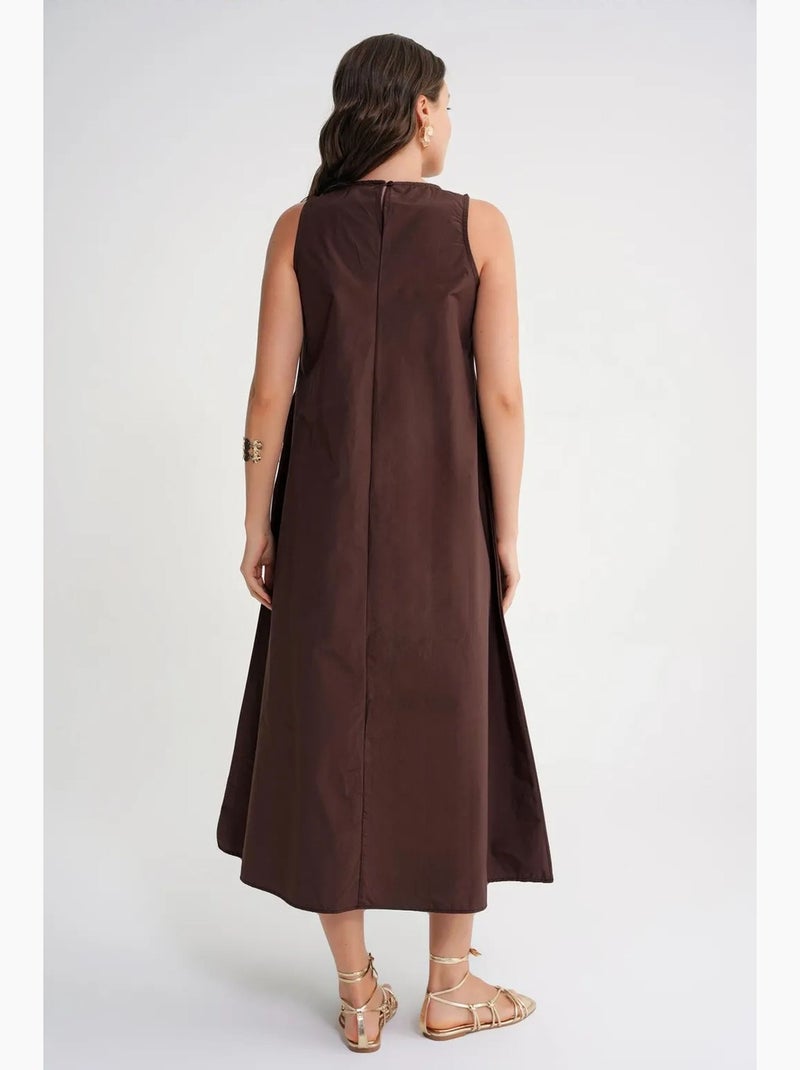 Robe longue décontractée avec fermeture à boutons et poches mixray Marron - Kiabi