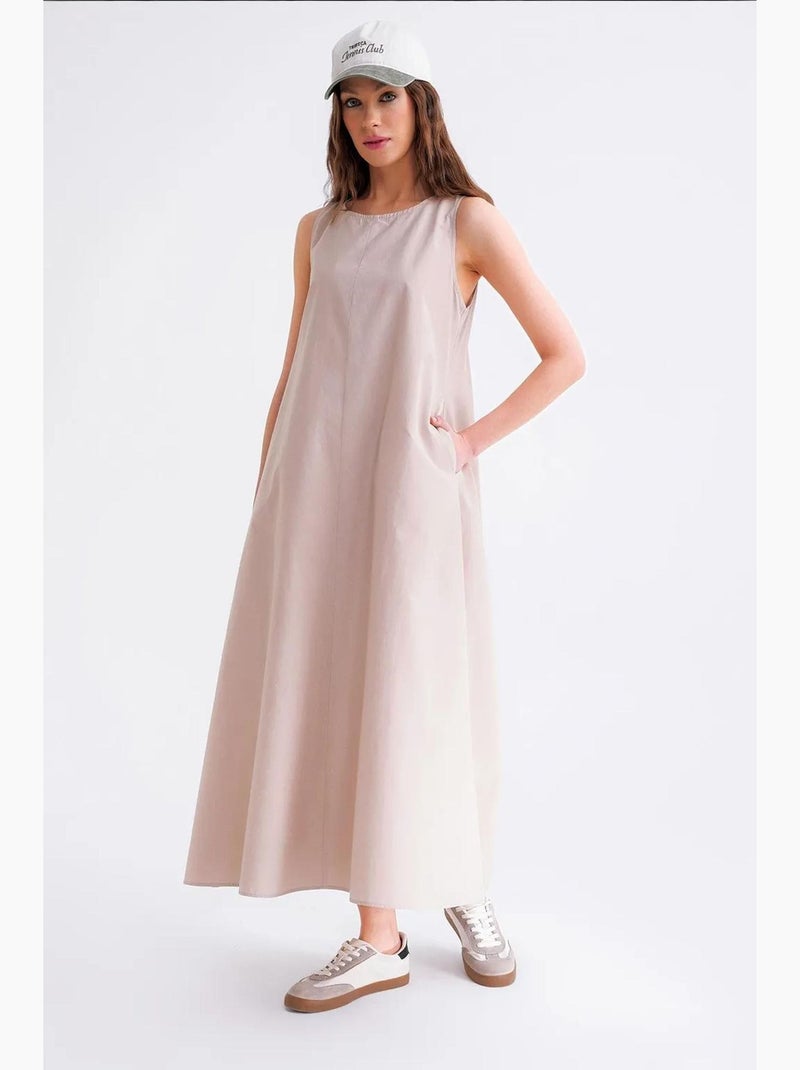 Robe longue décontractée avec fermeture à boutons et poches mixray Sable - Kiabi
