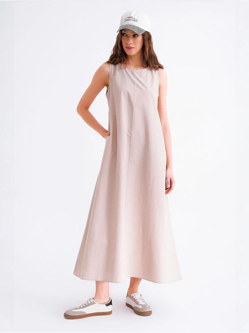Robe longue décontractée avec fermeture à boutons et poches mixray Sable - Kiabi