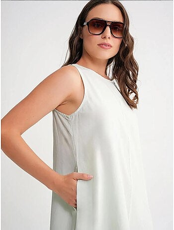 Robe longue décontractée avec fermeture à boutons et poches mixray