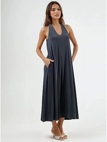 Robe longue drapée à col en v busem