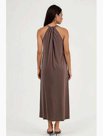 Robe longue drapée à col en v busem