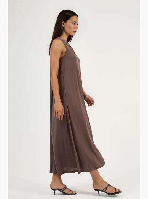 Robe longue drapée à col en v busem - Kiabi