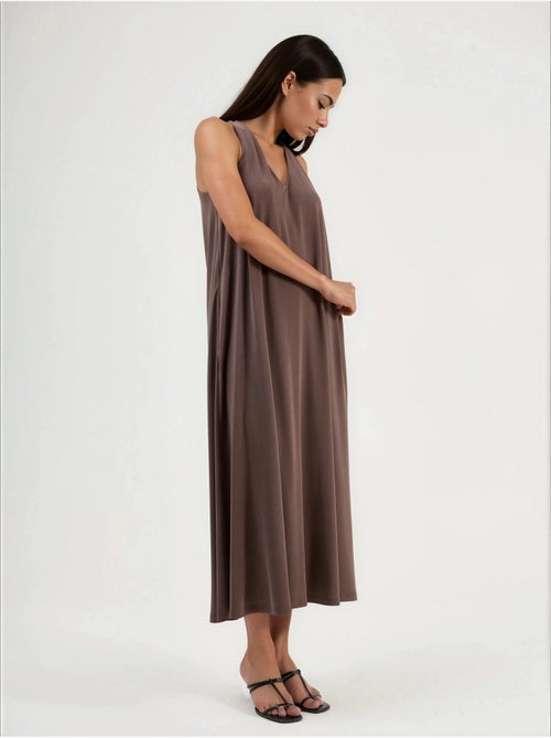 Robe longue drapée à col en v busem - Kiabi