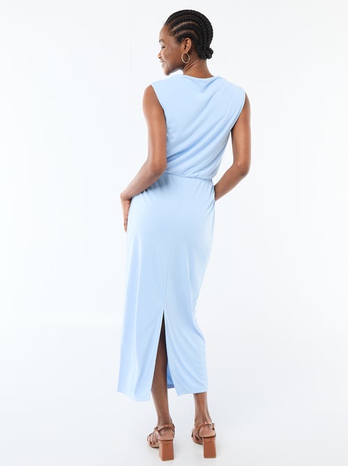 Robe longue drapée avec col bénitier - Kiabi