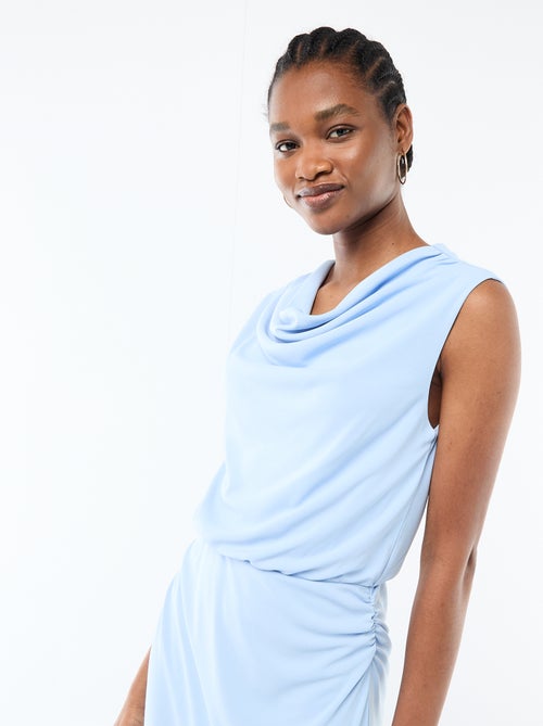 Robe longue drapée avec col bénitier - Kiabi