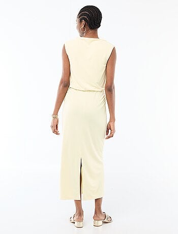 Robe longue drapée avec col bénitier