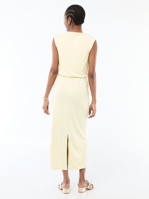 Robe longue drapée avec col bénitier - Kiabi