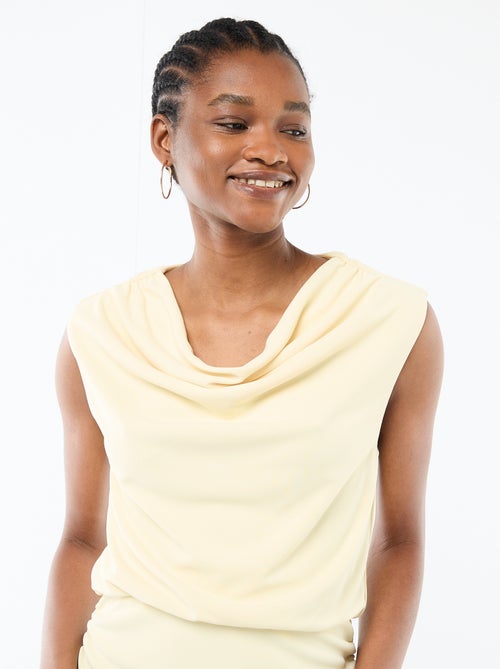 Robe longue drapée avec col bénitier - Kiabi