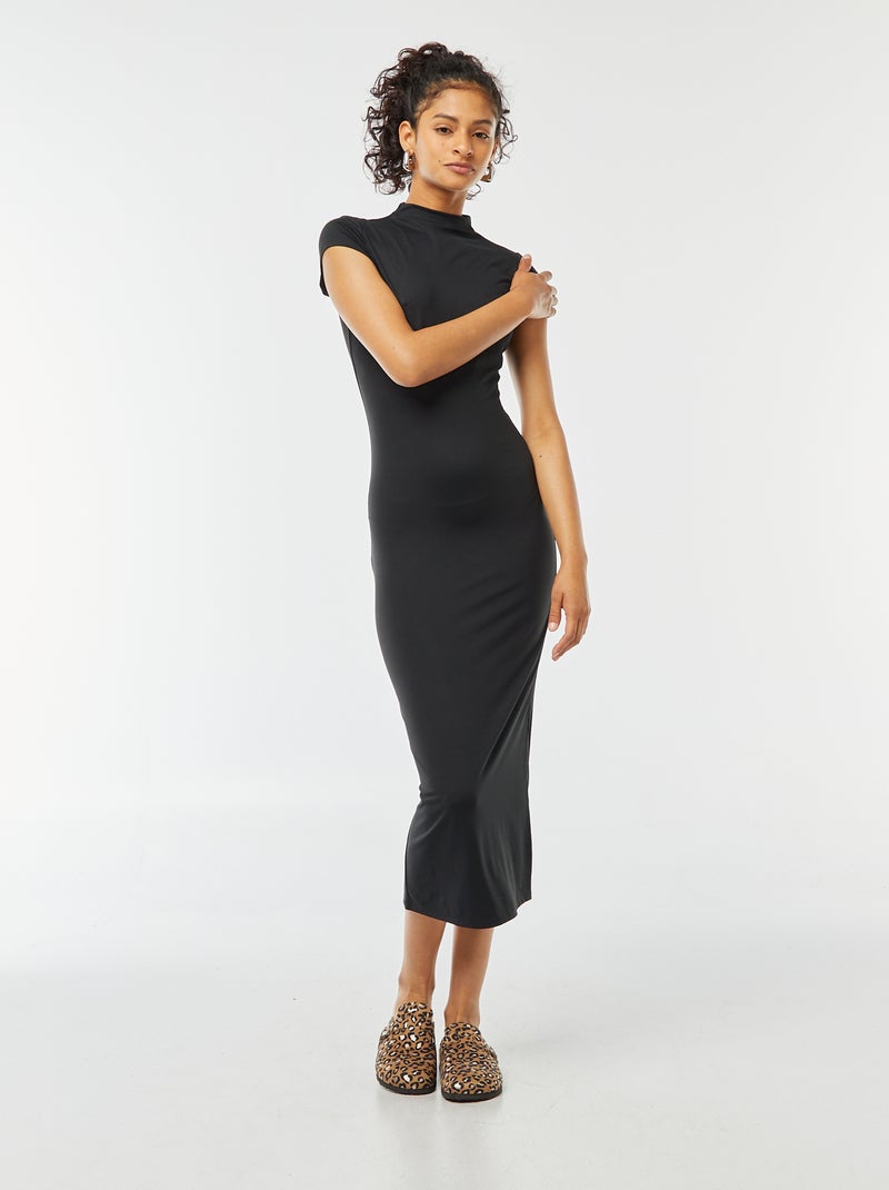 Robe longue effet peau pêche Noir - Kiabi
