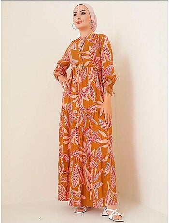 Robe longue en crêpe de viscose à fleurs bdart