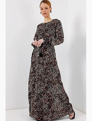 Robe longue en crêpe de viscose à fleurs bdart