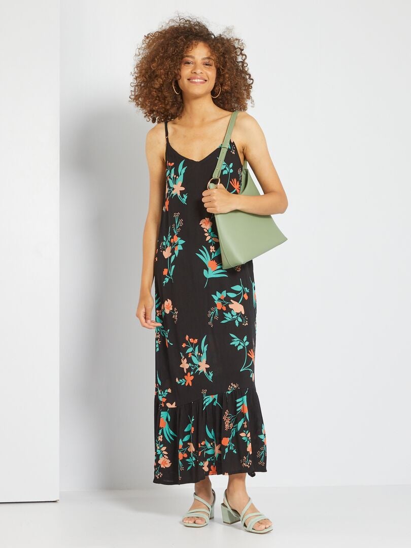 Robe longue en crépon Noir Kiabi 18.00€