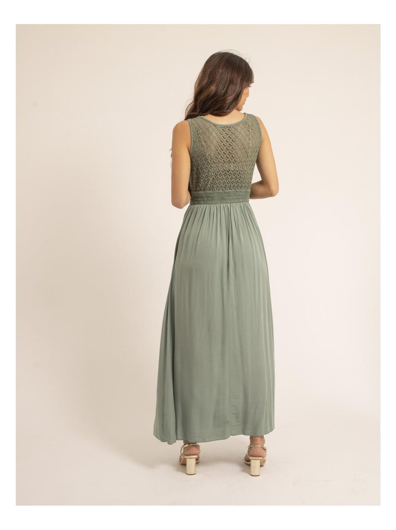 Robe longue en dentelle ipalene Kaki - Kiabi