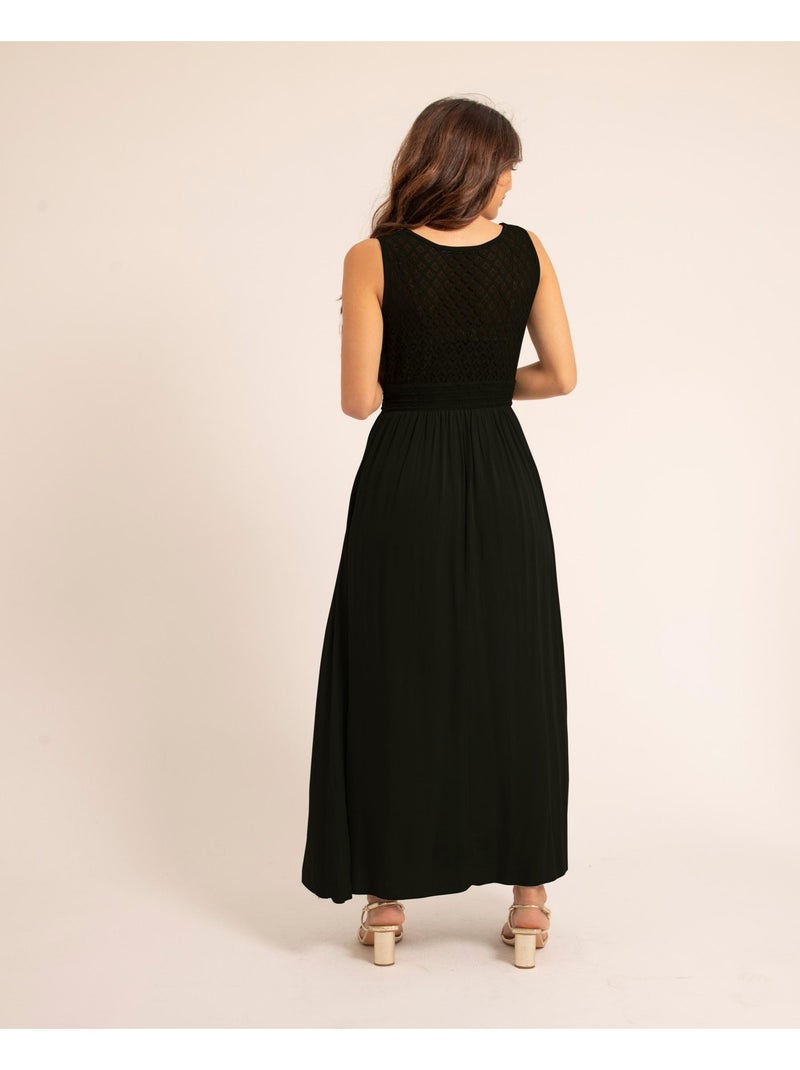 Robe longue en dentelle ipalene Noir - Kiabi