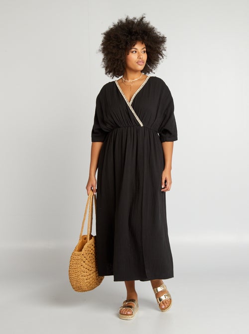 Robe longue en gaze de coton - Kiabi