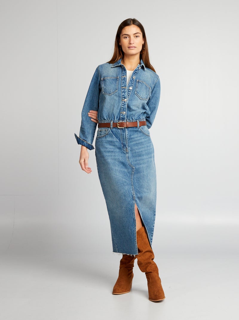 Robe longue en jean Bleu - Kiabi