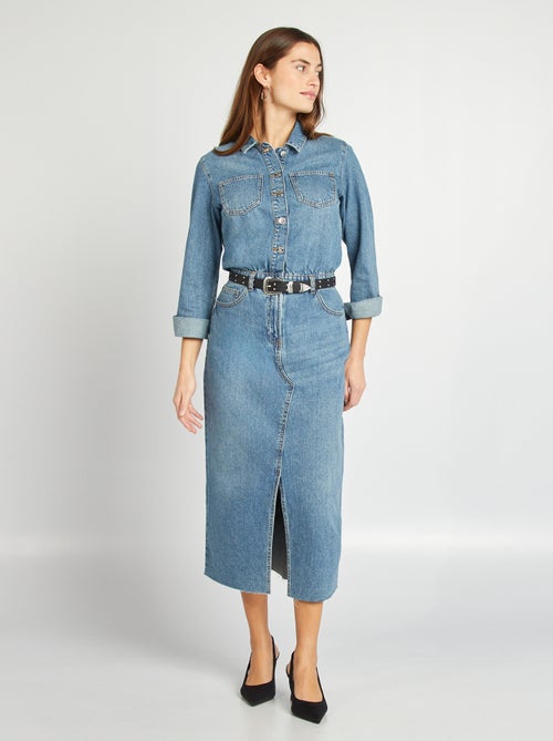 Robe longue en jean façon combinaison - Kiabi