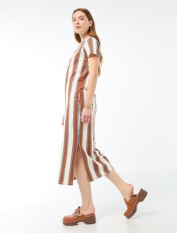 Robe longue en jersey manches courtes