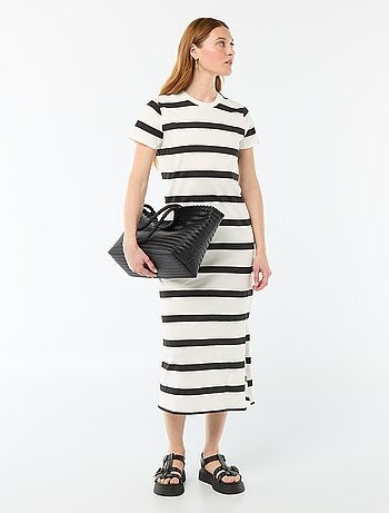 Robe longue en jersey manches courtes