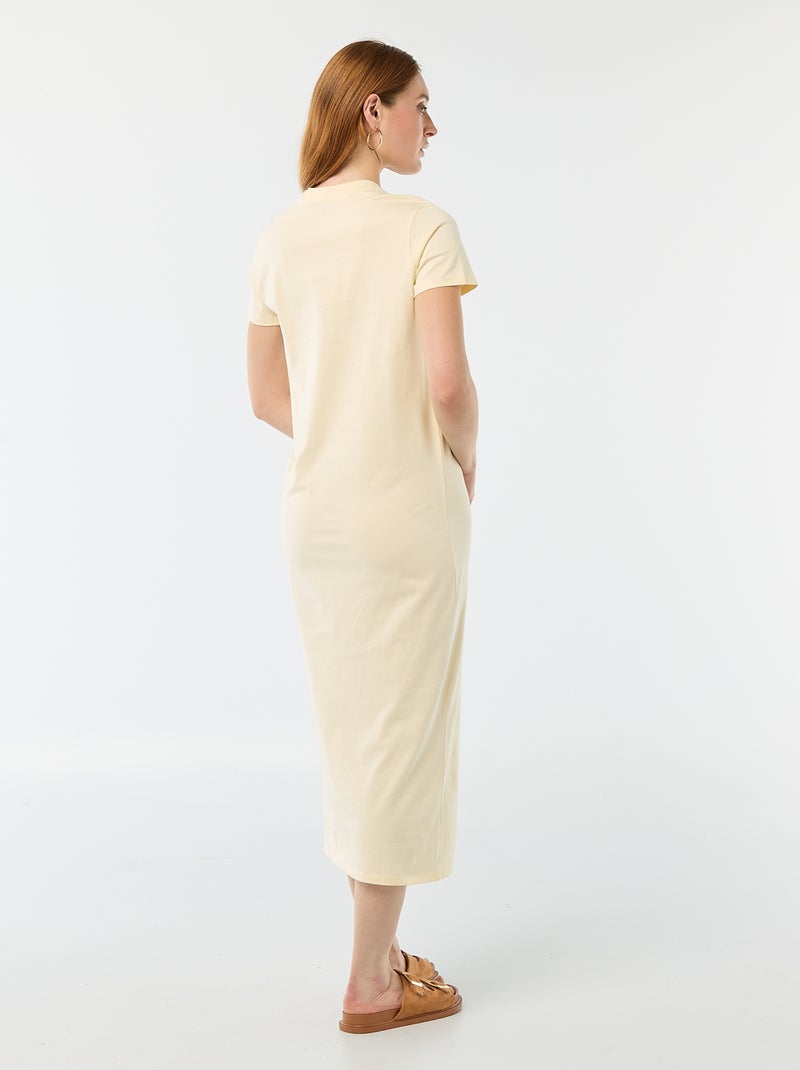 Robe longue en jersey manches courtes Jaune - Kiabi