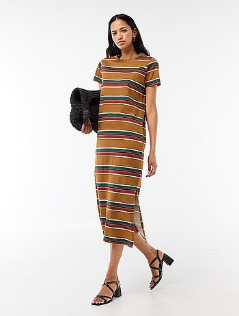 Robe longue en jersey manches courtes