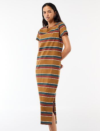 Robe longue en jersey manches courtes