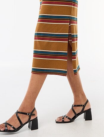 Robe longue en jersey manches courtes