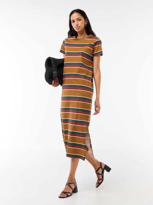 Robe longue en jersey manches courtes - Kiabi