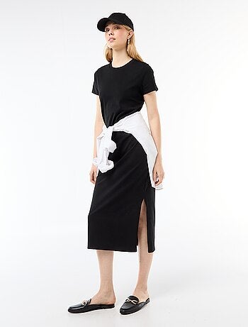 Robe longue en jersey manches courtes