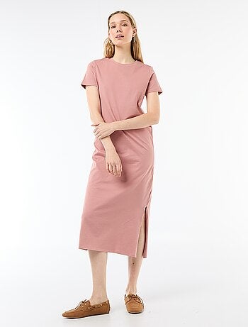Robe longue en jersey manches courtes