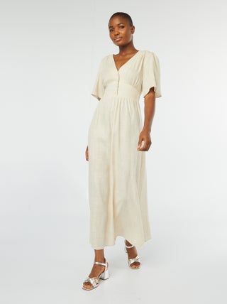 Robe longue en lin mélangé