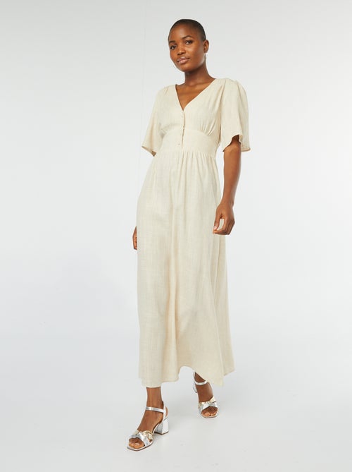 Robe longue en lin mélangé - Kiabi