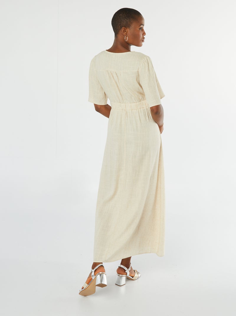 Robe longue en lin mélangé BEIGE - Kiabi