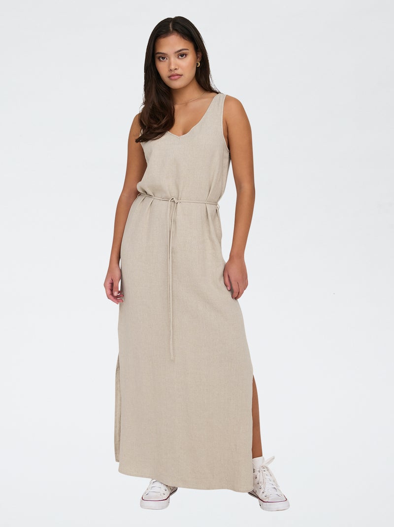 Robe longue en lin mélangé 'JDY' BEIGE - Kiabi