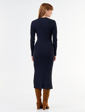 Robe longue en maille côtelée