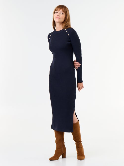 Robe longue en maille côtelée - Kiabi